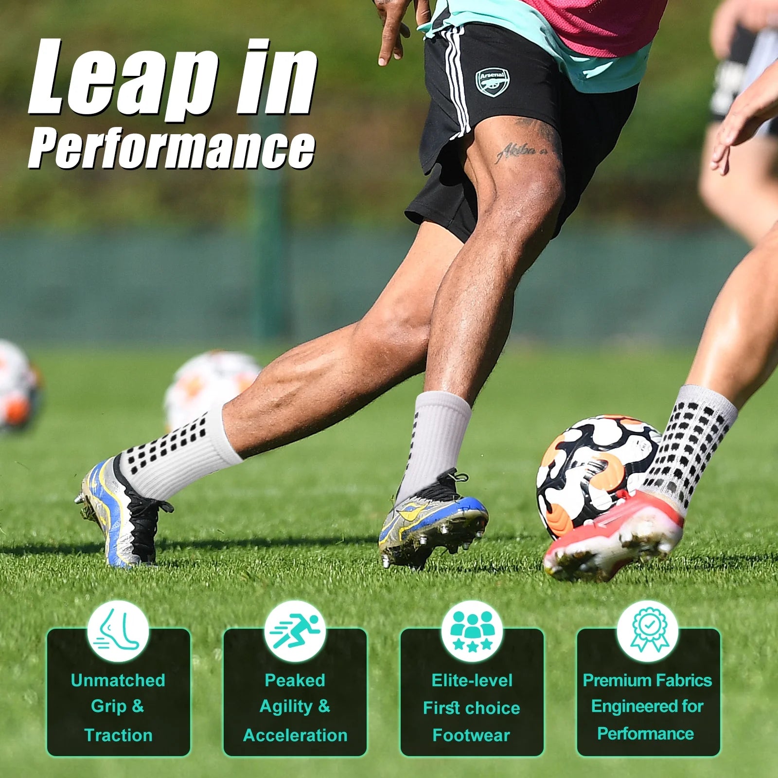 4 Pairs Mens Grip Soccer Socks Non Slip for Football Basketball Sports