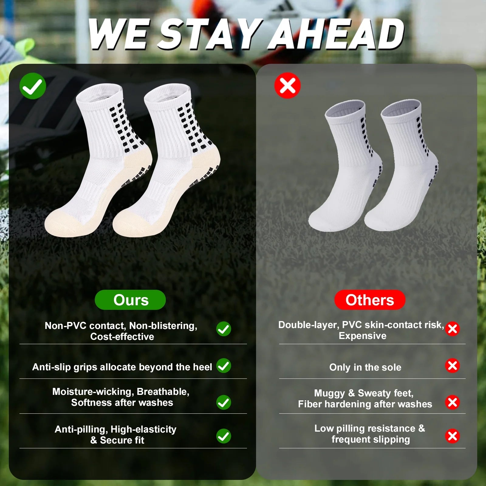 4 Pairs Mens Grip Soccer Socks Non Slip for Football Basketball Sports